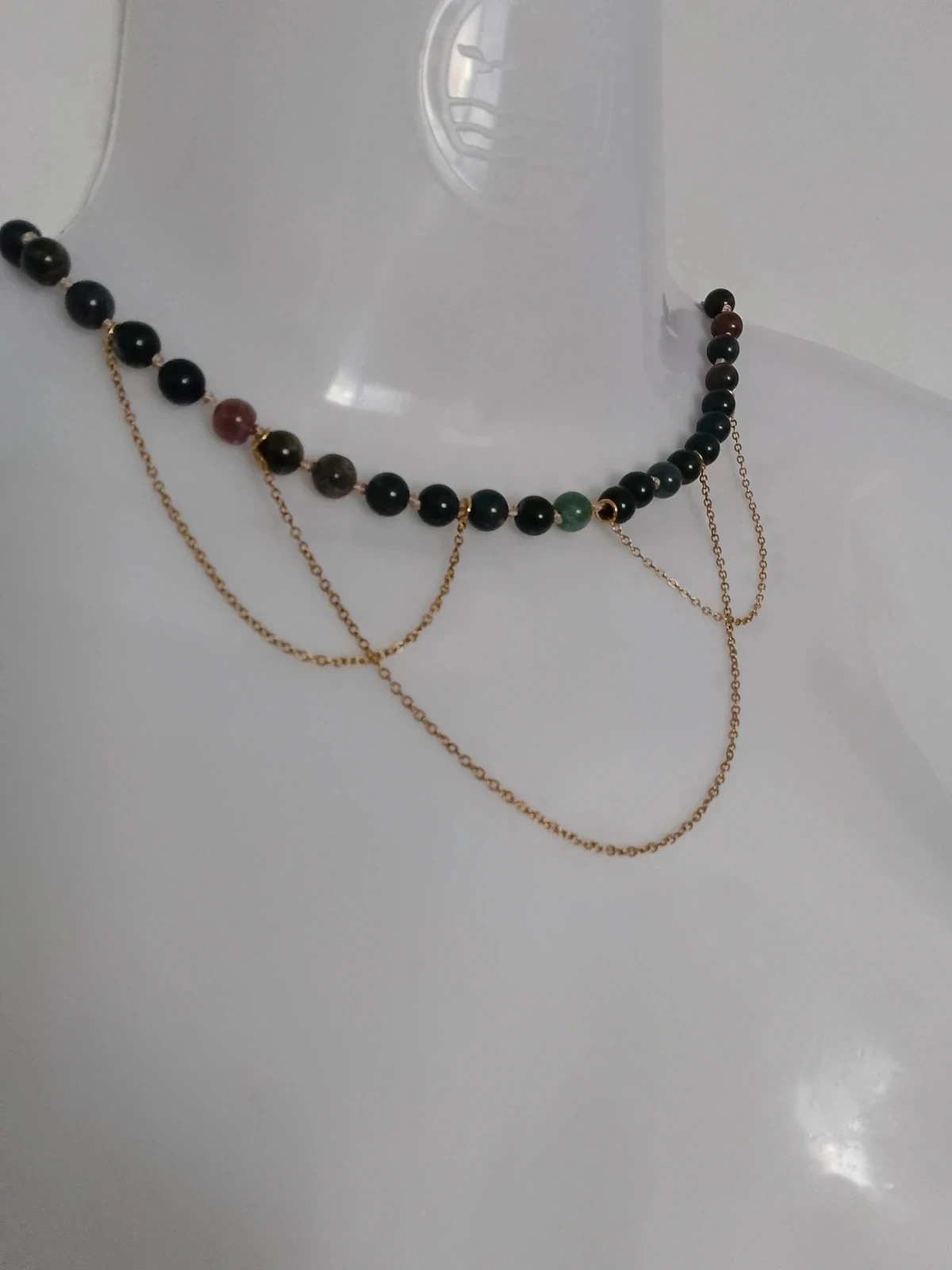 Collier pierres naturelles agate indienne
